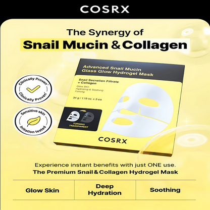 COSRX - Advanced Snail Mucin Glass Glow Hydrogel Mask x 3 Mask / Pack