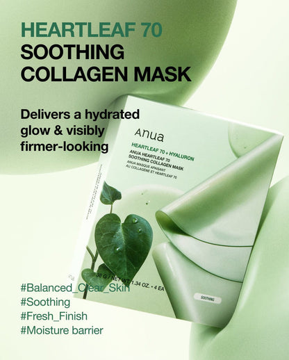 ANUA - Heartleaf 70 Soothing Collagen Mask 38g x 4 Mask