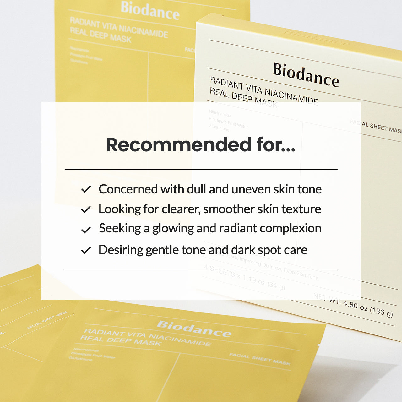 BIODANCE - Radiant Vita Niacinamide Real Deep Mask 34g (4 Mask/Box)