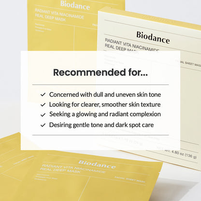 BIODANCE - Radiant Vita Niacinamide Real Deep Mask 34g (4 Mask/Box)